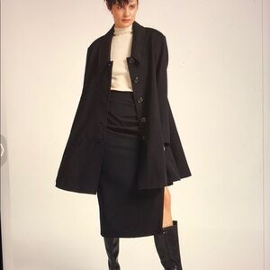 Wool/cashmere Black Cape Shape Swing Coat Lattelier Size M